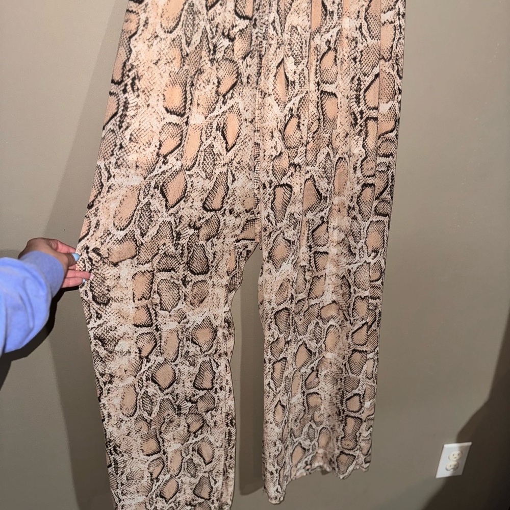 Snake Print Wide-Leg Pants